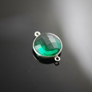 Connecteur de pierres précieuses Tourmaline verte en argent sterling 925 - Product Image 1