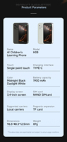 Nuevo Teléfono Inteligente 4G H08 con IA para Niños, Deca Core, Alemán, Español, Doble SIM, Cámaras Duales, Juegos de Rompecabezas, GPS