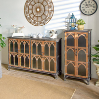 Meuble de rangement vintage en bois noir, style campagnard, facile à assembler, pour salon, entrée, hôtel, appartement, meuble d'appoint