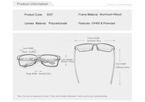 Gafas de Sol Polarizadas Cuadradas de Aluminio y Madera Hechas a Mano, Unisex, con Logotipo Personalizado <span class=keywords><strong>KINGSEVEN</strong></span>, Anti-Radiación, Modelo 5507 - Product Image 5