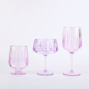 Cross-border Solid Color Striped Thick Large Cup Plastic American-style Cocktail Fruit Juice Red <b>Wine</b> <b>Goblet</b> 301-400ml Light - Product Image 1