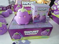 Hot verkopende grappige squishy aubergine knijp speelgoed schattige fruit groente dieren knijp fidget sensorische stress verlichtende speelgoed