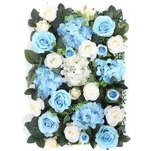 Hoa Trang Trí Tường Wedding Deco Backdrop Đứng Nhân Tạo Nhựa Silk Rose Và Hydrangea Panels Ngoài Trời Giáng Sinh