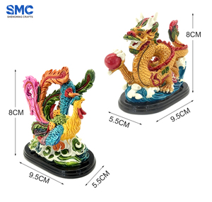 Sculpture 3D en résine artistique personnalisée SMC OEM, <span class=keywords><strong>dragon</strong></span> et phénix, style chinois, statue de couple, cadeau de Noël, cadeau de mariage, décoration de la maison - Product Image 2