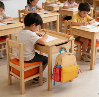 Ensemble de bureau et de chaise d'étude en bois pour enfants, utilisation multi-scènes pour l'école et la maison, table d'apprentissage avec fonction de rangement
