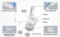 Headset nirkabel pusat panggilan peredam kebisingan ENC suara Surround headphone kantor