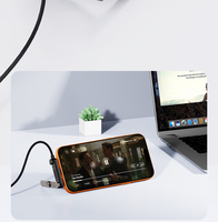Cable 2 en 1 de 65w Tipo C a Tipo C con Soporte para Tablet, Cable de Datos PD Portátil de Carga Rápida para Soporte de Teléfono Plegable