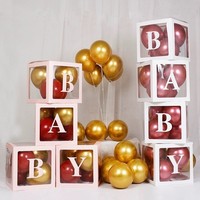 Boîte à ballons transparente pour décorations de fête BÉBÉ AMOUR Papier Artisanat Conception pour Graduation Thanksgiving Halloween Pâques Maison