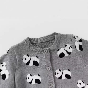 Trẻ Em Cậu Bé Cô Gái Gấu Trúc Mô Hình Dài Tay Áo Romper Cho Trẻ Sơ Sinh Mềm Cotton Phim Hoạt Hình Dệt Kim Romper Trẻ Sơ Sinh Đan Áo Len Jumpsuit - Product Image 2