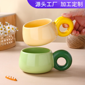 Customizable <b>Ceramic</b> Mug Yellow Green Cartoon Design Large Handle For Coffee Milk Gift Single <b>Cup</b> - Product Image 3