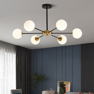 Chambre à coucher, salon, décoration d'intérieur, grands luminaires, lustre fantaisie en verre blanc laiteux, haricot magique, lustre E27 - Product Image 2