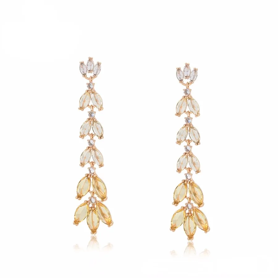 Xuping-pendientes de oro de 18K y amarillo pálido, joyería exquisita de moda, con flecos de cristal de alta calidad, S00143698