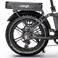 Vélo électrique Reliago OT08 Pro à double batterie, 48V 500W, pneus larges de 20 pouces, 7 vitesses, freins hydrauliques, étanche IPX4, charge utile de 120 kg
