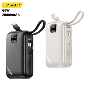 Batterie Externe Portable <span class=keywords><strong>Essager</strong></span> ES-D025 65W 20000Mah avec Charge Rapide pour Ordinateur Portable, Câbles Intégrés et Affichage LED - Product Image 1