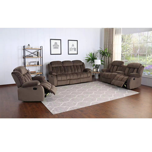 Sans lujo moderno <span class=keywords><strong>3</strong></span> <span class=keywords><strong>plazas</strong></span> tela marrón oscuro Manual reclinable sofá conjunto contemporáneo sala <span class=keywords><strong>de</strong></span> estar sofá reclinable - Product Image 4