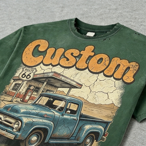 T-shirt court pour homme en coton 100% de haute qualité, coupe ample, style streetwear vintage délavé à l'acide, personnalisé par un fabricant de vêtements urbains - Product Image 2