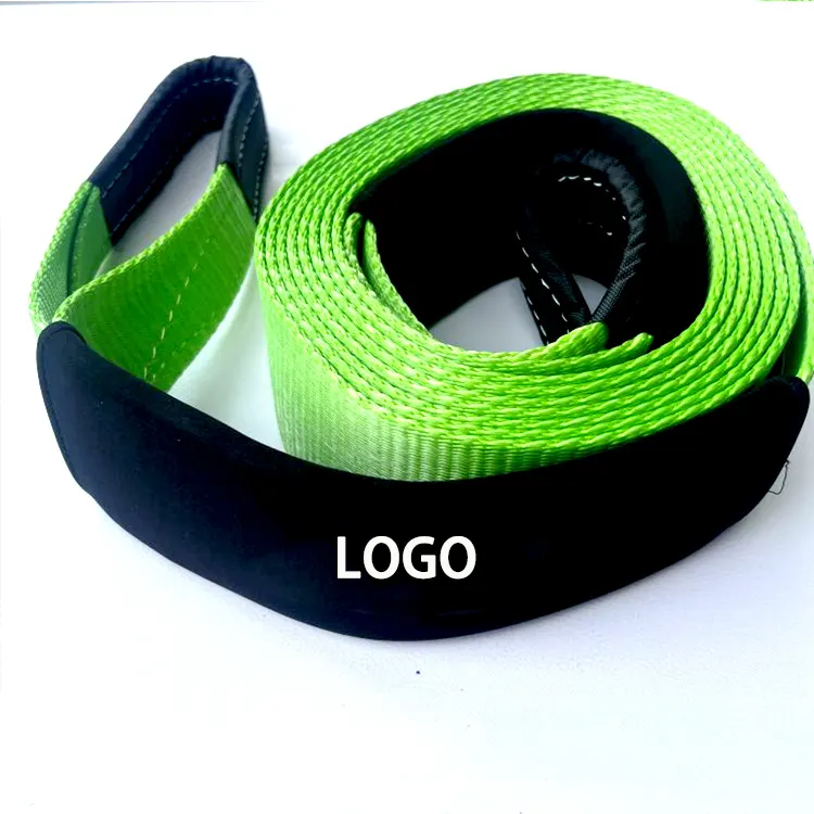 Custom 30000LBS OEM 85mm x 6m Green Polyester Car Trailer Tow Snatch Rope Straps