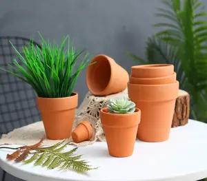 Mini vaso in Terracotta da 2.75 "all'ingrosso con vassoio fioriera in Terracotta contenitori per piante di Cactus in argilla decorazione per la tavola dell'ufficio del giardino dell'interno