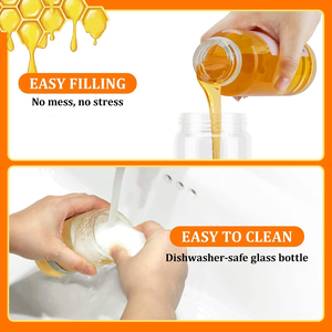Dispensador de miel antiderrames de 9 oz, de vidrio amarillo con asa, accesorio portátil para cocina y barra de café - Product Image 4