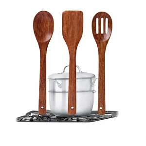 3-Piece Kitchen Cooking Utensils with Holder Heat Resistant Wood <b>Spatula</b> <b>Set</b> for Nonstick Cookware - Product Image 2