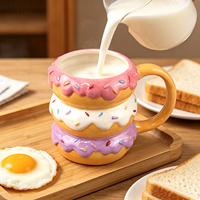Tasse à café en céramique écologique en forme de donut avec anse couleur chocolat et effet crème gouttelette 501-600ml – Cadeaux d'affaires