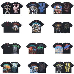 เสื้อยืด HYCH Godspeed ของแท้ คุณภาพดี 100% ผ้าฝ้าย สไตล์สตรีทแวร์ ทรงโอเวอร์ไซส์ ไหล่ตก แขนสั้น พิมพ์ลายวินเทจ สำหรับผู้ชาย - Product Image 1