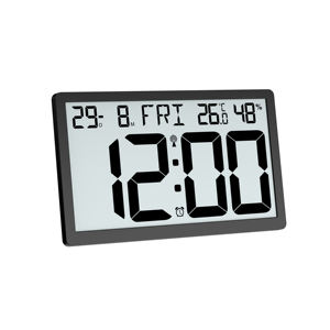 Ewetime LCD 대형 스크린 벽시계 실내 온도/습도 및 7 개 언어 주 디스플레이 무선 제어 기능 무료 샘플 - Product Image 3
