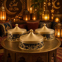 Service de plats isothermes à motif arabe doré, ensemble de 3 pièces, chauffe-plats thermique non électrique pour présentation de buffet d'hôtel de luxe