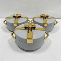 Lot de 3 chauffe-plats de buffet en céramique effet craquelé, 2,5L, 3L, 3,5L, avec couvercle décoratif doré, pour service de soupes et présentation alimentaire en restaurant