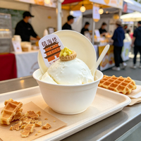 Gobelet à dessert jetable en pulpe de canne à sucre avec couvercle blanc en forme de dôme, compostable, biodégradable, pour crème glacée, yaourt, mousse, fruits, emballage