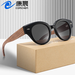 Lunettes de soleil en bois pour femme, monture large style œil de chat, verres polarisés TAC UV400, monture PC, mode, voyage, conduite - Product Image 2