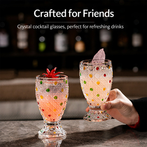 Verre à cocktail en relief de style <span class=keywords><strong>français</strong></span> en gros, verre à whisky en diamant à pois colorés, verre à vin doux pour fête - Product Image 1