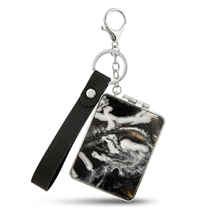 Wholesale Custom Rectangular Acetate Acrylic Compact <strong>Mirror</strong> Keychain with <strong>Leather</strong> <strong>Strap</strong> Double Sided Foldable Pocket <strong>Mirror</strong> - Product Image 4