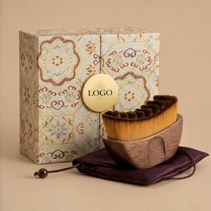 Brosse de massage lymphatique pour le <span class=keywords><strong>visage</strong></span> avec manche en bois, poils naturels doux pour le <span class=keywords><strong>brossage</strong></span> à <span class=keywords><strong>sec</strong></span>, coffret cadeau vintage à double ouverture - Product Image 1