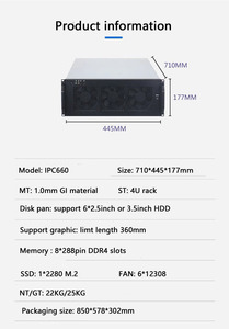 خادم رسومات 4U مع 6 منافذ PCIE*16، كمبيوتر قابل للتركيب في حامل 19 بوصة، علبة ذكاء اصطناعي مع 6 فتحات للخادم - Product Image 6
