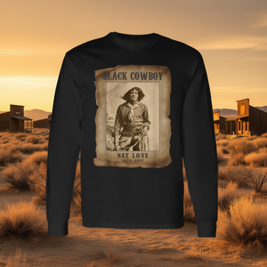 T-Shirt Unisex a Maniche Lunghe con Stampa Digitale 'Black Cowboy Nat Love', Girocollo, Abbigliamento Promozionale - Product Image 3