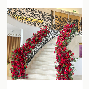 Guirlande de fleurs artificielles en <span class=keywords><strong>soie</strong></span> rose poudré pour réception de mariage, chemin de table, allée d'escalier, arrangement floral, 2 mètres de long - Product Image 3