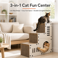 Arbre à chat et lit vertical en carton ondulé avec échelle d'escalade - Écologique, durable, anti-déchirure, montage facile, toutes saisons