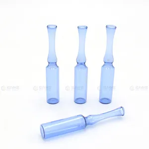 Top qualité personnalisé 2ml 3ml vide bleu flacon en verre ampoule flacon emballage cosmétiques ampoule médicale avec soie impression étiquette Logo