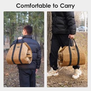 Échantillon gratuit de sacs de transport pour bois de chauffage pour une utilisation en extérieur : sacs pliables en toile imperméable de qualité industrielle, porte-bûches en tissu PC - Product Image 6