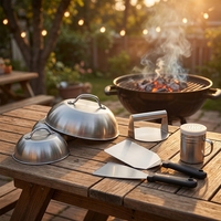 Ensemble d'accessoires pour barbecue Blackstone et Camp Chef, ensemble de spatules de barbecue avec spatules élargies, couvercle de badigeonnage, racloir