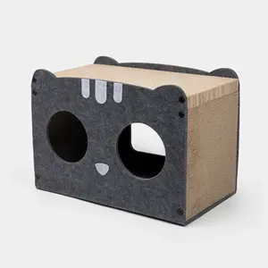 टिकाऊ नालीदार कार्डबोर्ड बिल्ली के पेड़ फोल्डेबल कैट हाउस स्क्रैचर फेल्ट लकड़ी के खिलौने कागज उत्पाद पालतू अनुप्रयोग कार्टन