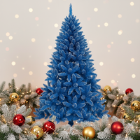 Blauer Beflockter Künstlicher Weihnachtsbaum PVC Schneebedeckter Festtags-Dekorationsbaum Moderner Luxusbaum für Innenbereich