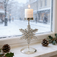 Support de bougie de Noël de luxe en gros pour décoration de table, en métal doré en forme d'étoile et de sapin de Noël