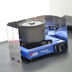 Pare-vent en alliage d'aluminium pour réchaud de camping, ensemble de 10 pièces pliables et portables pour la cuisson en extérieur, 24 cm de haut avec sac en tissu - Product Image 4