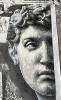 Classique personnage Statue Vintage David gris pierre marbre coupe à la main mosaïque murale Jet d'eau carreaux mur Puzzle Art marbre mosaïque