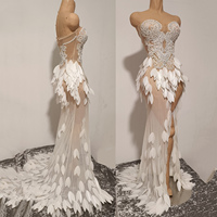 Novance Y5483 Grossistes en ligne Robe de soirée longue blanche brillante en strass, maille à paillettes, tenue sexy transparente pour femmes, boîte de nuit