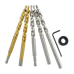 Lingxian Inclined Hole Positioning Drill Bit 9mm 9.5mm Spiral Steel Woodworking Twist Drill 1/4 Inch Hex Shank - Product Image 1