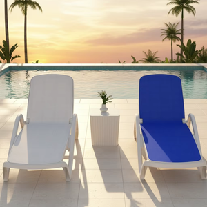 Chaise longue pliable <span class=keywords><strong>en</strong></span> <span class=keywords><strong>plastique</strong></span> durable pour l'extérieur, 5 positions réglables, résistante aux UV, pour usage commercial, plage, piscine - Product Image 5