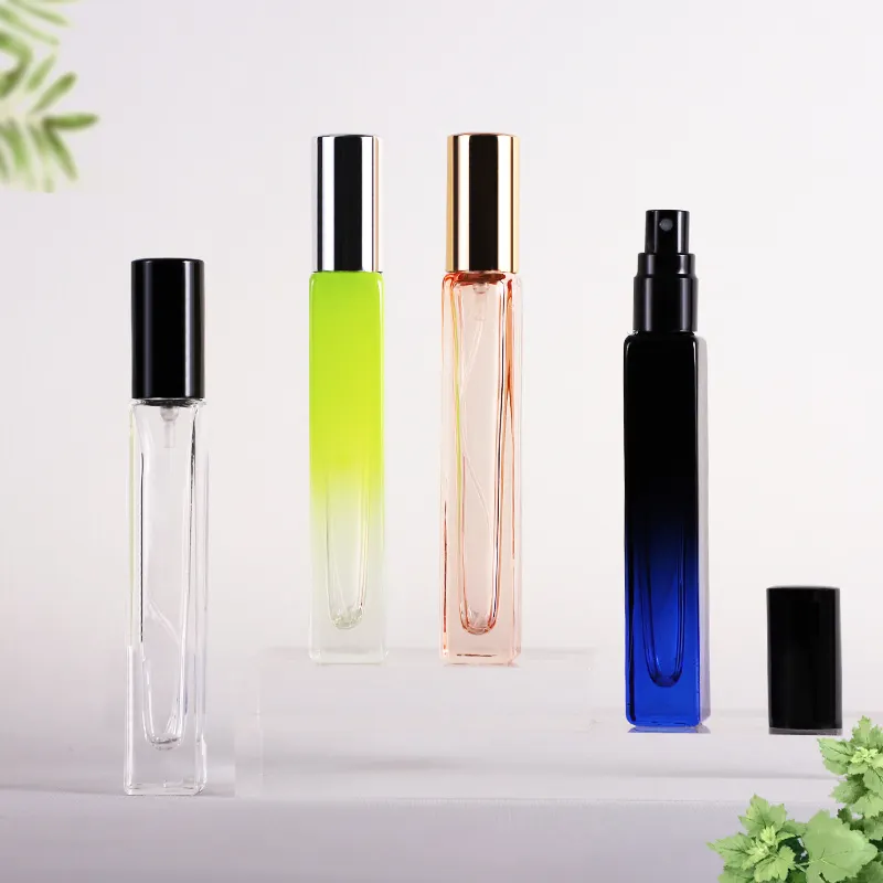 Luxo personalizado 10 ml recarregável Frasco De Vidro Quadrado Para Óleo Essencial perfume Roll On Spray Pump conjunto de viagens